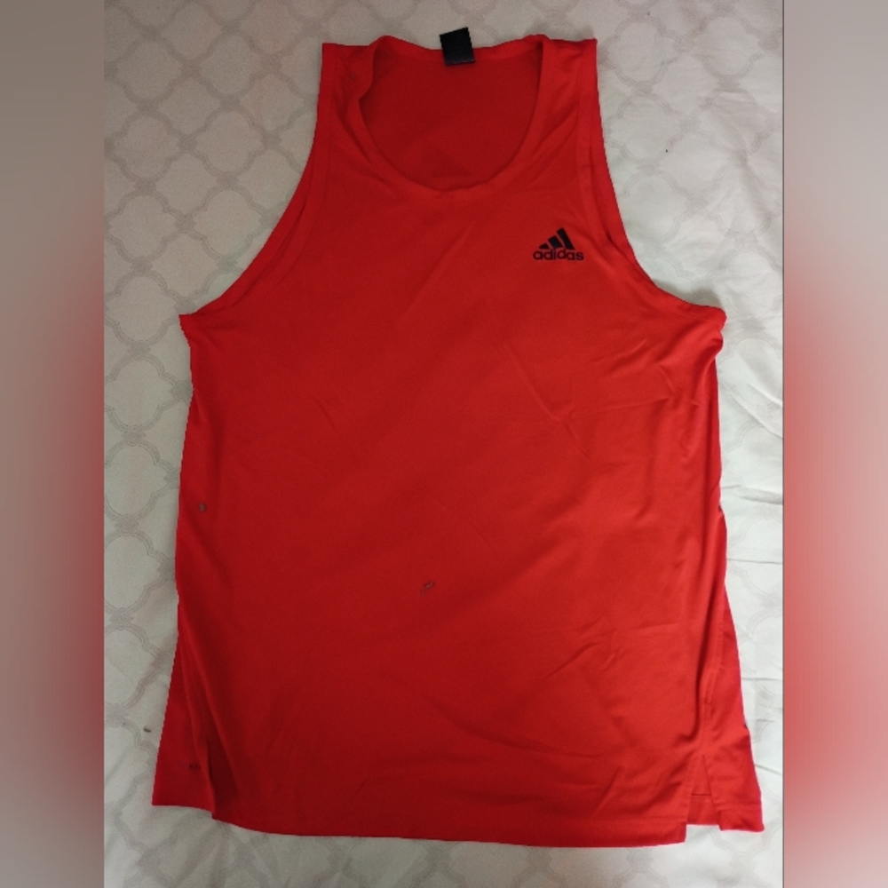adidas Men’s Bright Red Athletic Tank Top with Black Logo